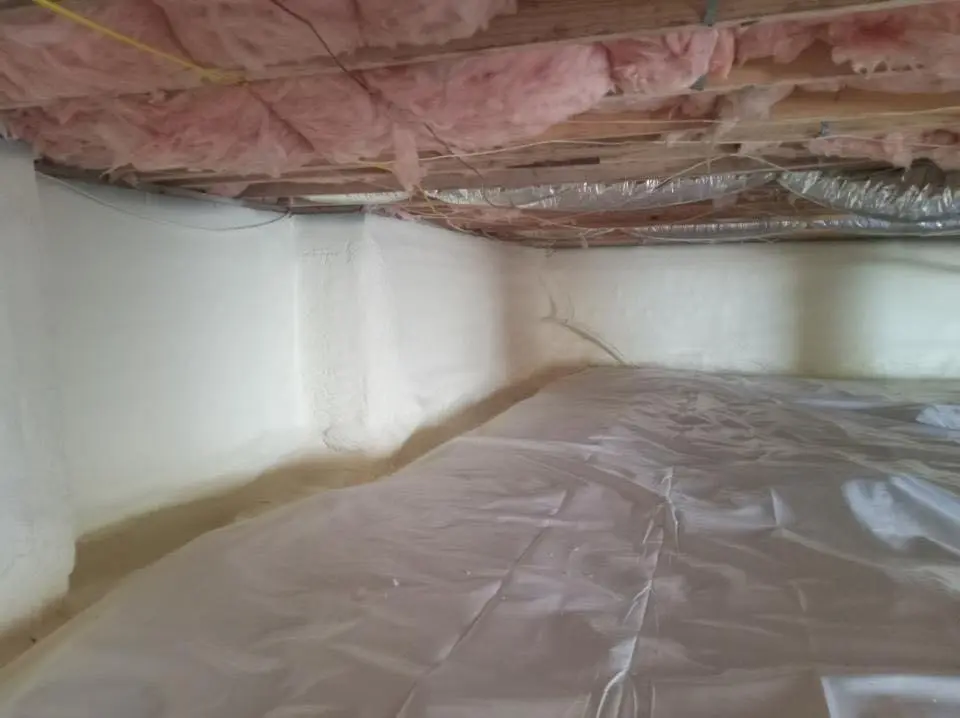 Crawl space encapsulation with closed-cell spray foam for Attic Insulation in Lufkin